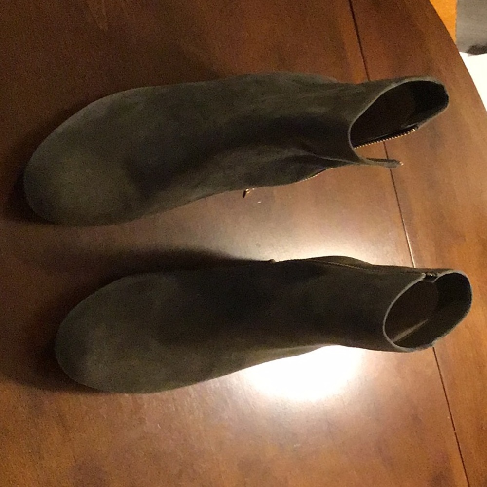Green suede booties